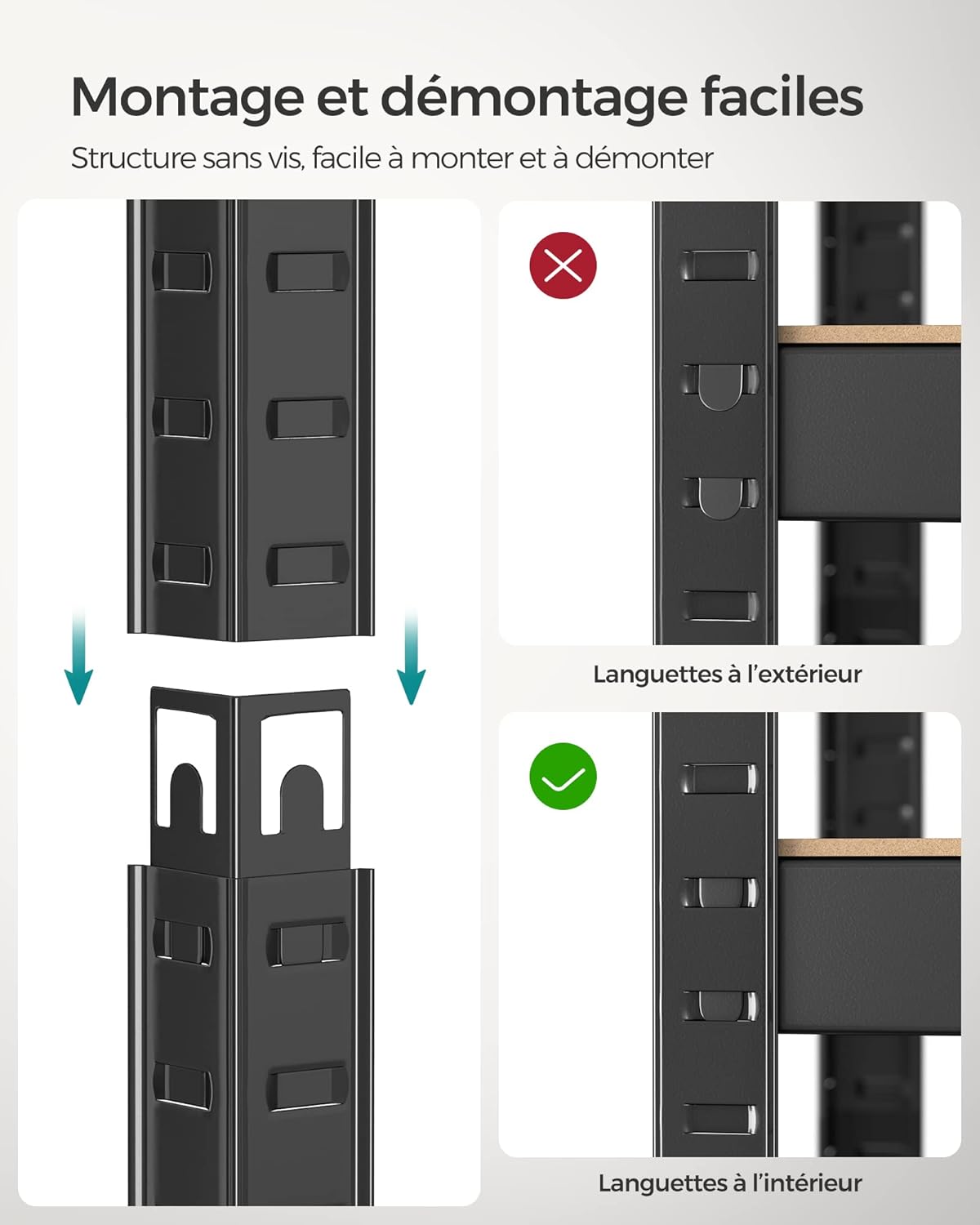 SONGMICS - étagère industrielle 5 niveaux - 30x75x150cm - 650kg, planches réglables - GLR030B22