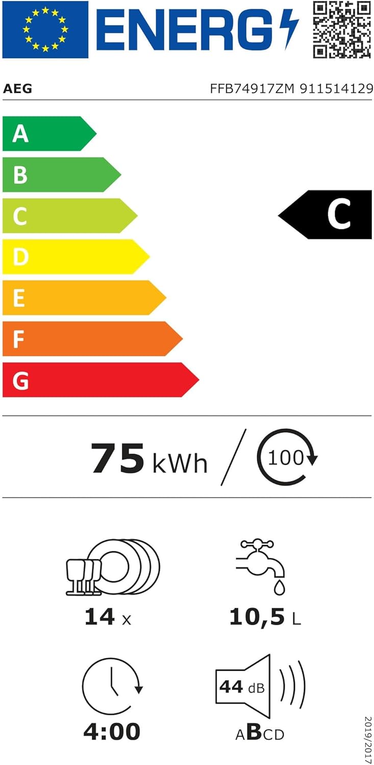 AEG - lave-vaisselle 60 cm, 14 couverts, AirDry, MaxiFlex, inox - FFB74917ZM