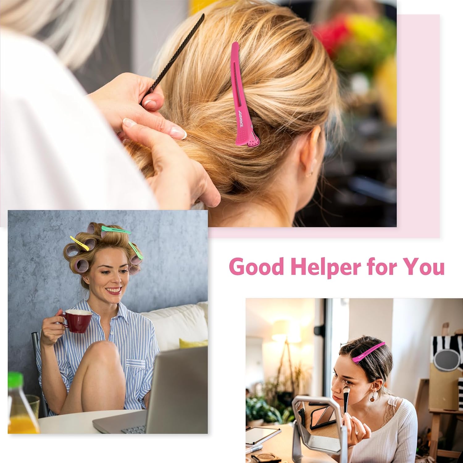 AIMIKE - pinces à cheveux néon - lot de 6 - antidérapantes, bec de canard, sans trace