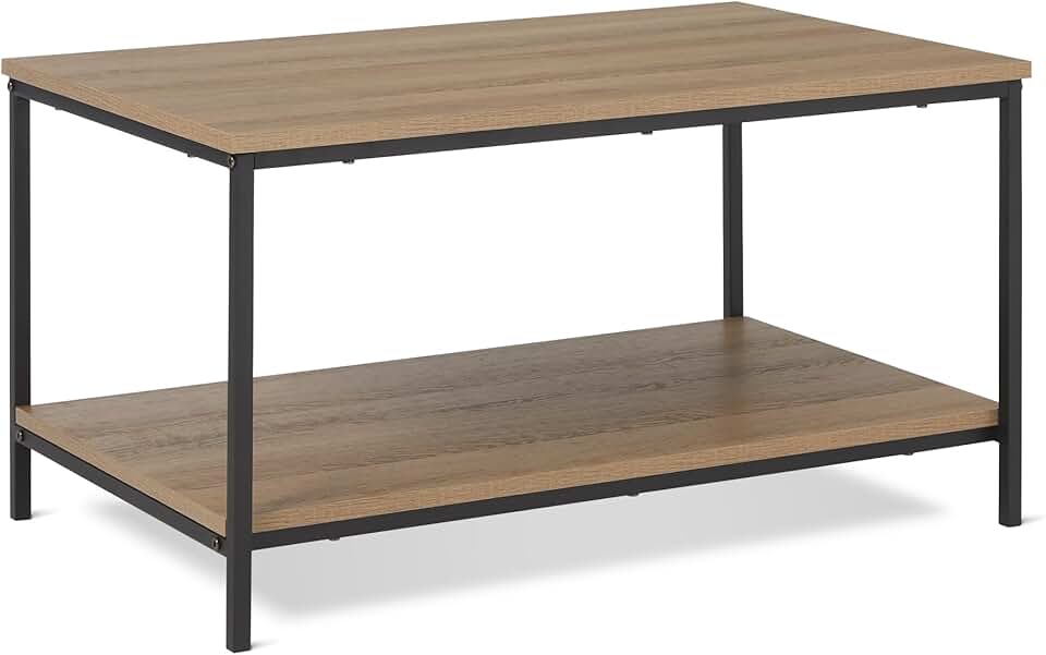 maxxi-dealz Basics - table basse moderne avec étagère, 50,5x80x42cm, chêne