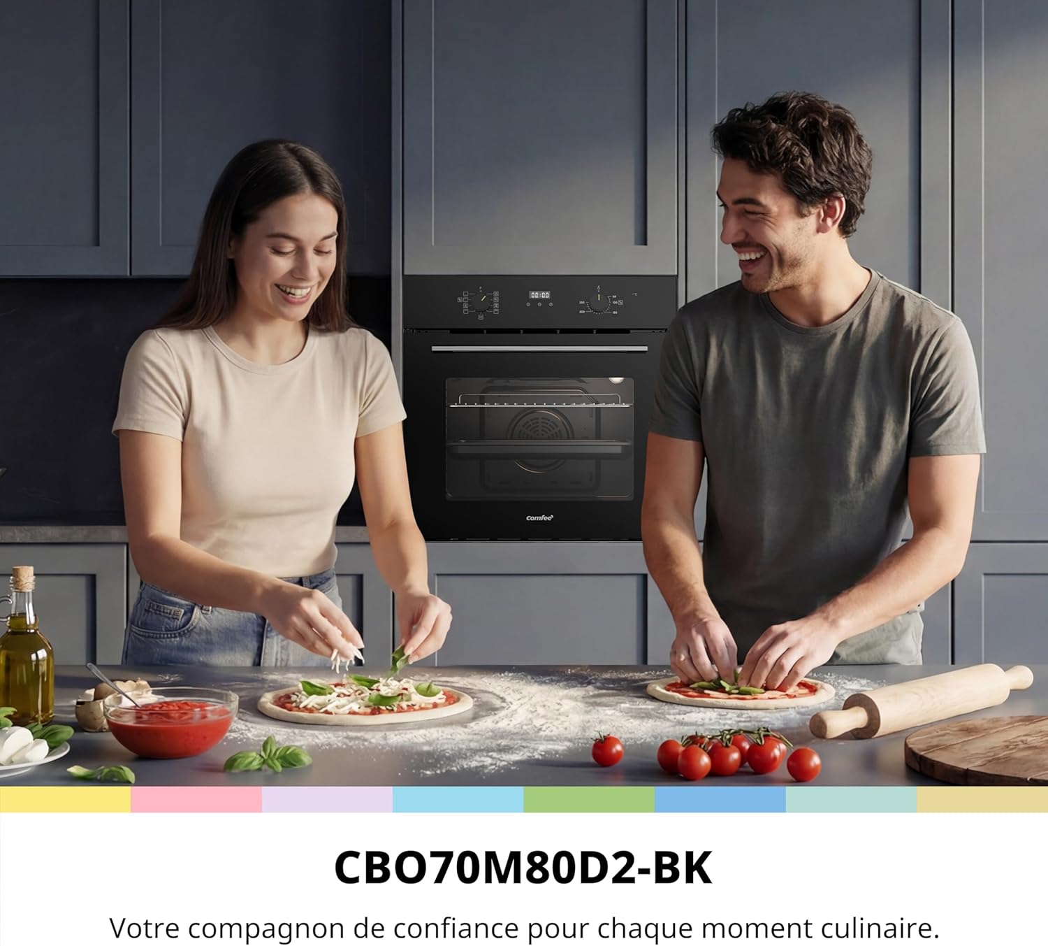 COMFEE - Four Encastrable Multifonction - 60cm - chaleur tournante, affichage digital