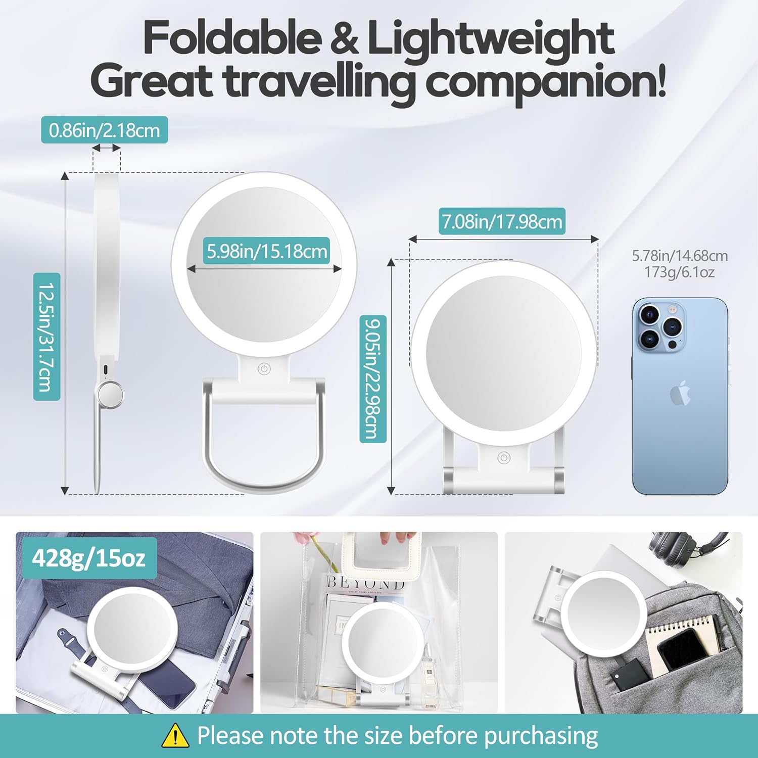 B Beauty Planet - miroir lumineux 30X/1X - blanc - grossissant, courtoisie