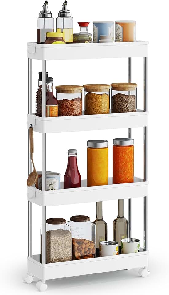 SONGMICS – chariot cuisine 4 niveaux, 14,4x42x86cm, acier, KSC08WT