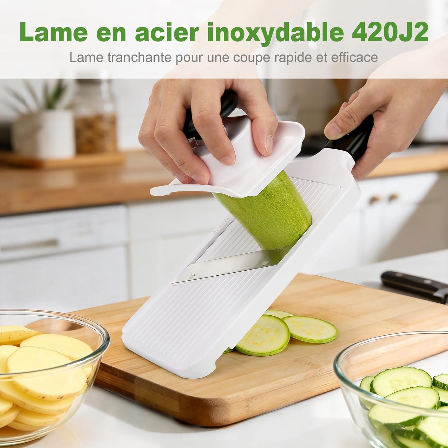 Ibergrif - mandoline M526 - réglable 1–4 mm, sécurité, nettoyage facile