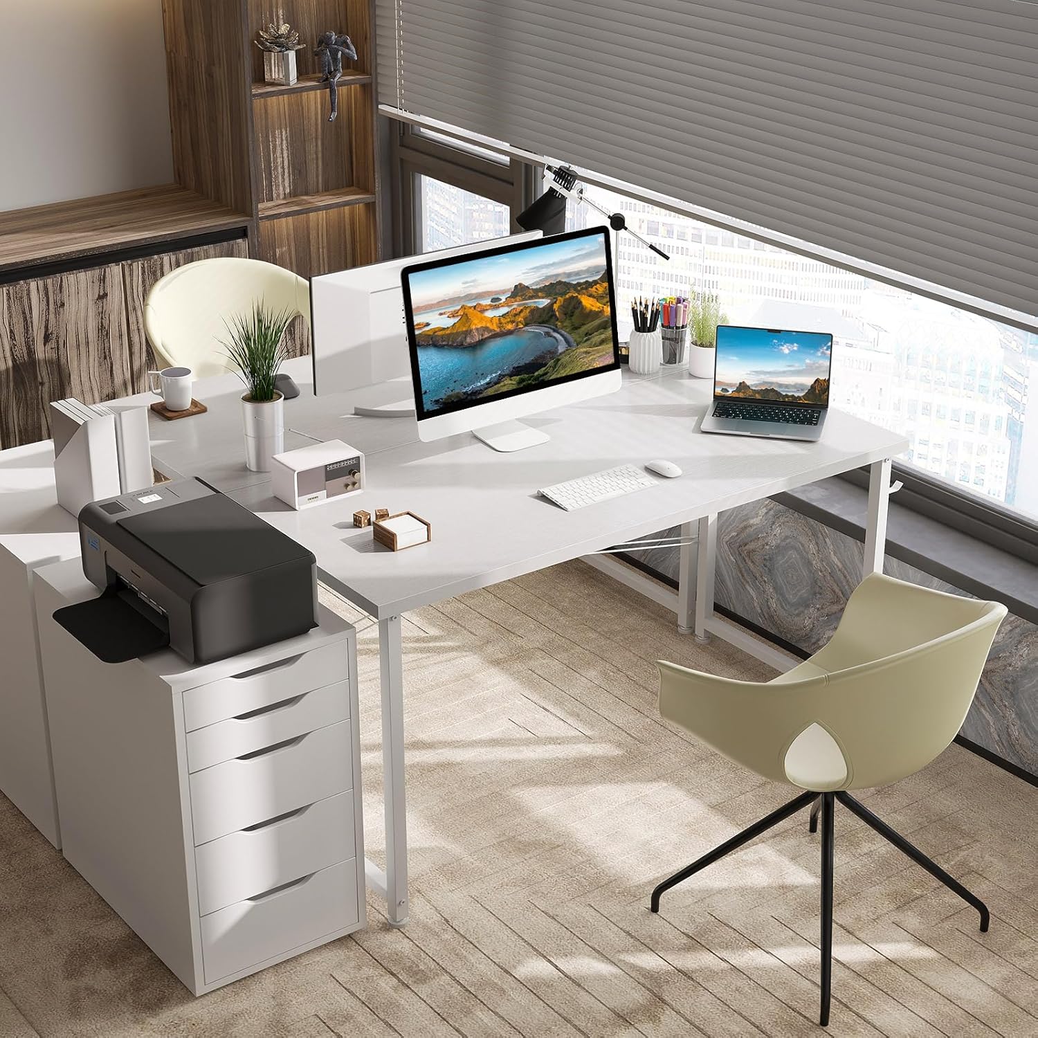 ODK - Bureau d’ordinateur série blanche - 120x48cm - table d'étude moderne