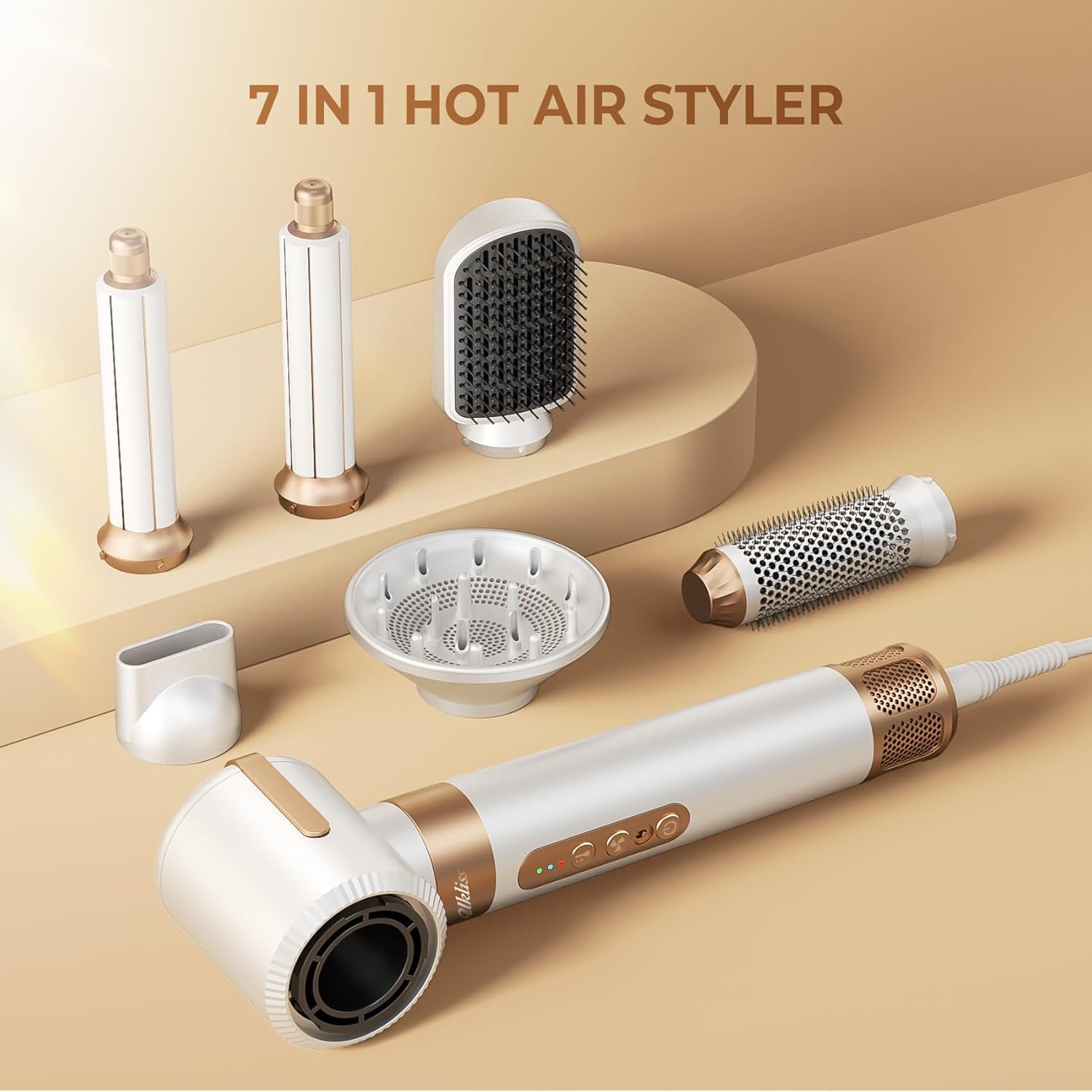 UKLISS - Air Styler 7 en 1 - brosse, boucleur, diffuseur - séchage rapide