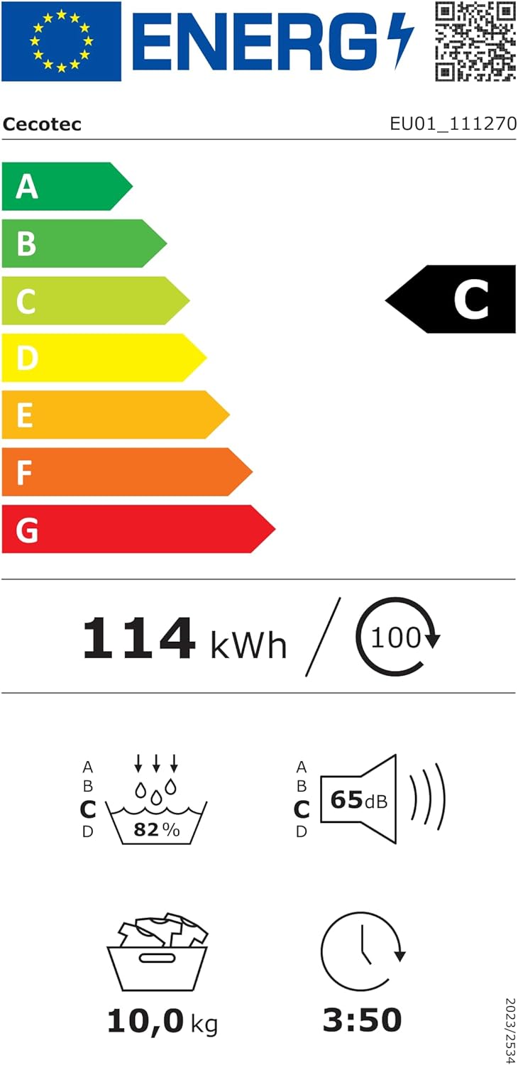 Cecotec - sèche-linge 10kg, pompe à chaleur, A+++, 14 programmes, UV, Bolero Dresscode Dry 10505
