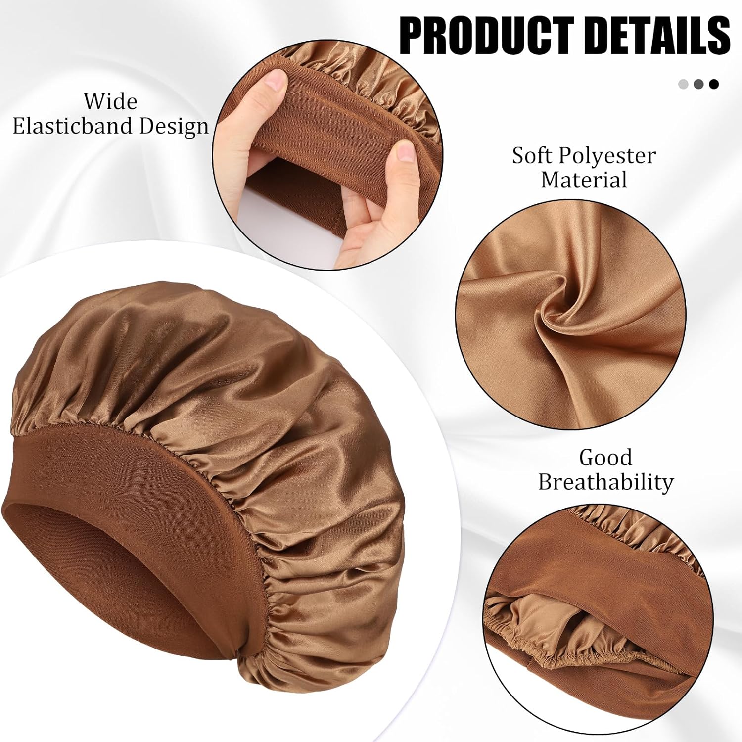 Bonnet satin nuit - élastique, soin cheveux, soie, taille adulte