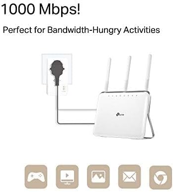 TP-Link - CPL 1000Mbps, port Gigabit, prise intégrée, kit 2 pièces, TL-PA7017P KIT