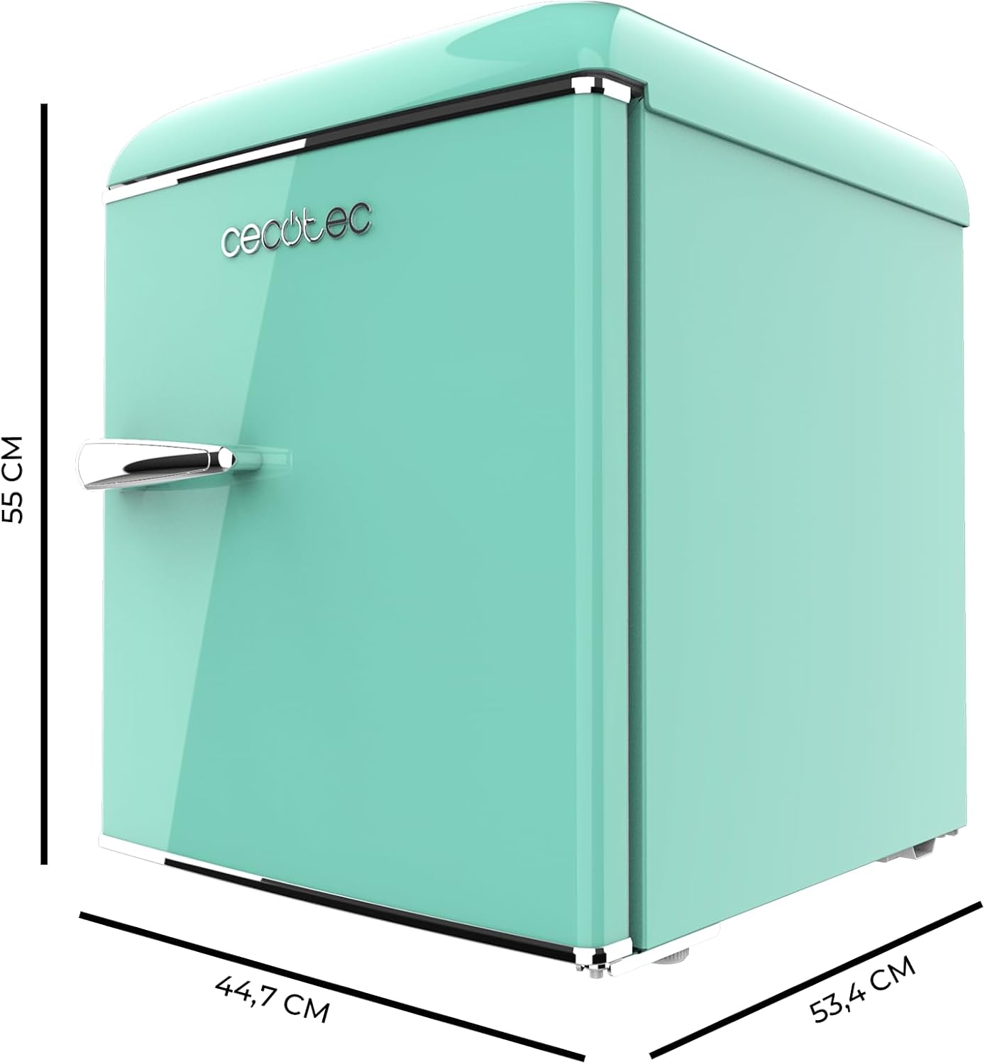 Cecotec - Bolero CoolMarket TT Origin 45 - 55x44,7cm - mini frigo vert, poignée chromée, classe E
