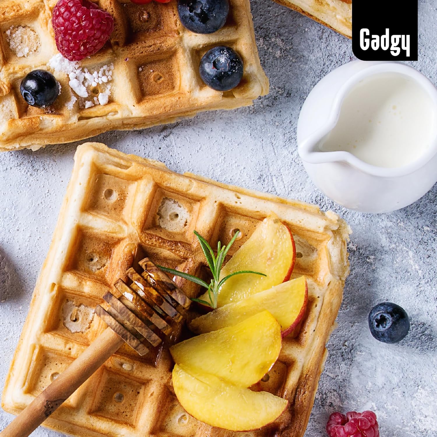 Gadgy - Gaufrier professionnel, 4x 8x8cm, 1200W, rapide et thermostat