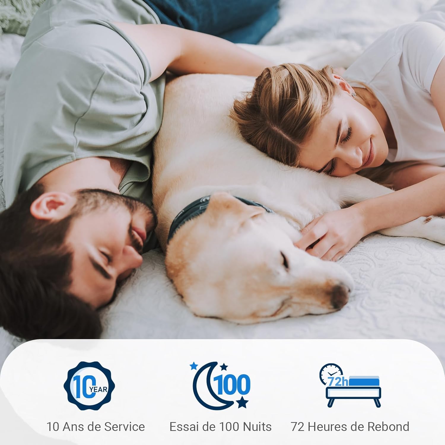 Avenco - matelas bambou 90x190 cm - 18 cm, 7 zones, H3/H4, housse amov.