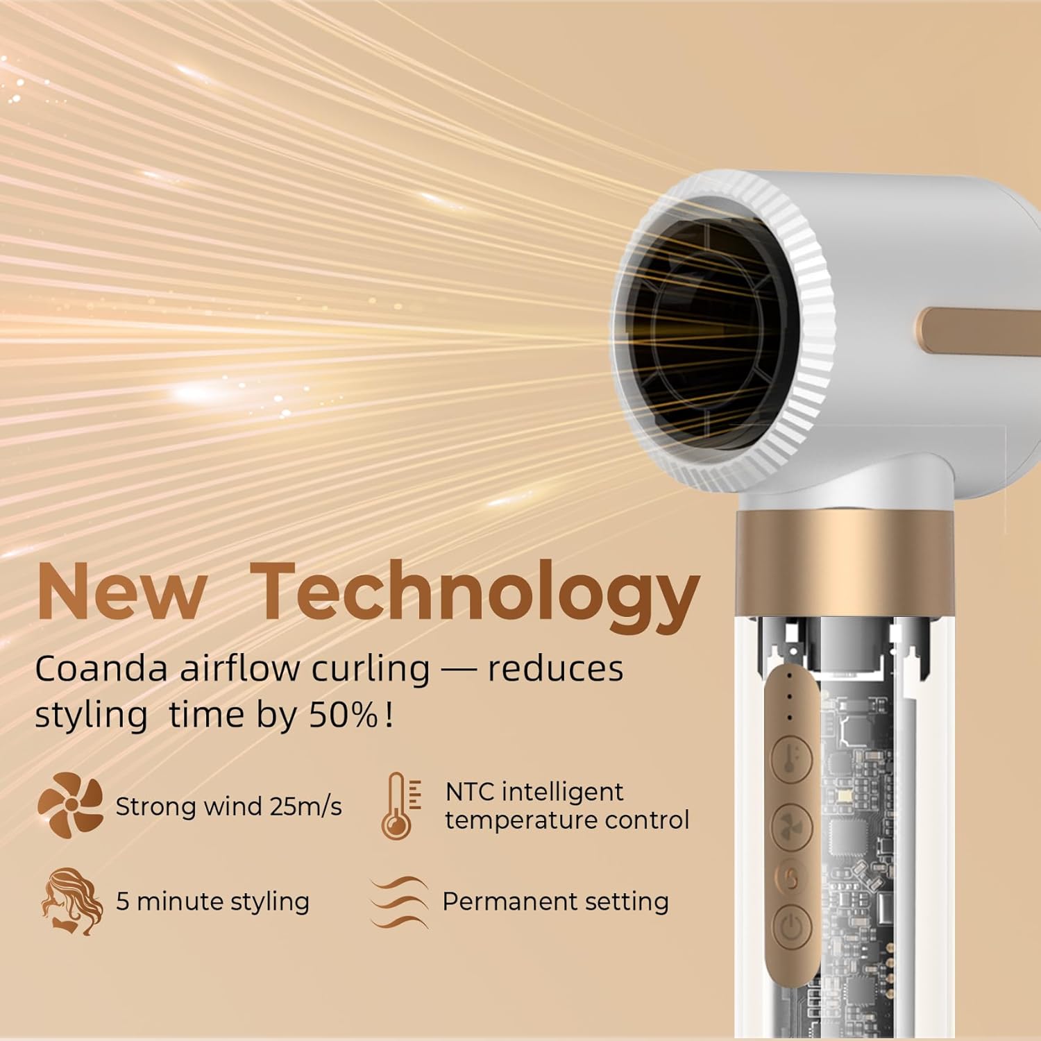 UKLISS - Sèche-cheveux 7 en 1 - 110000 tr/min, multifonction, blanc