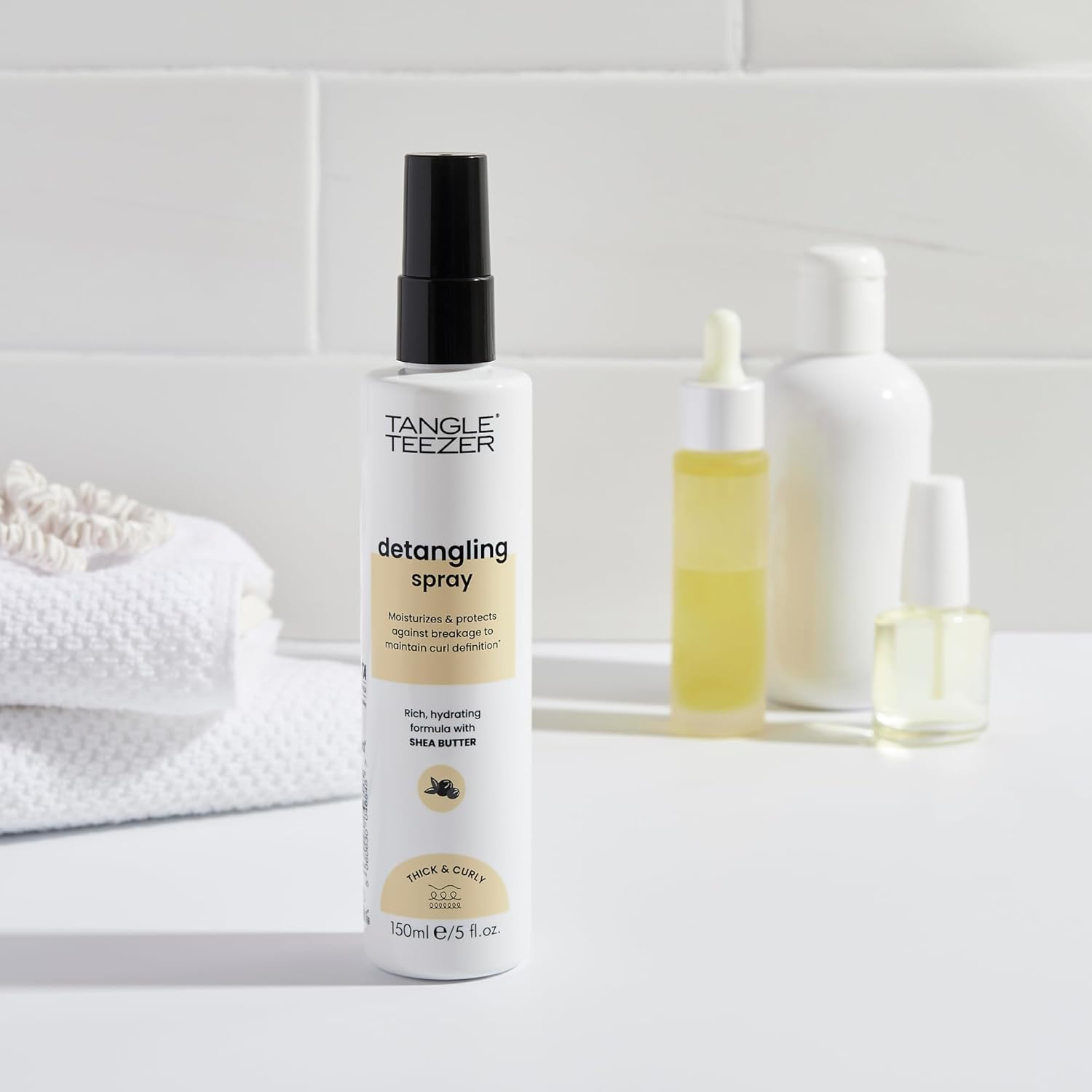 Tangle Teezer - Everyday Detangling - spray crème démêlant végane, beurre de karité, idéal cheveux épais/frisés, sans cr