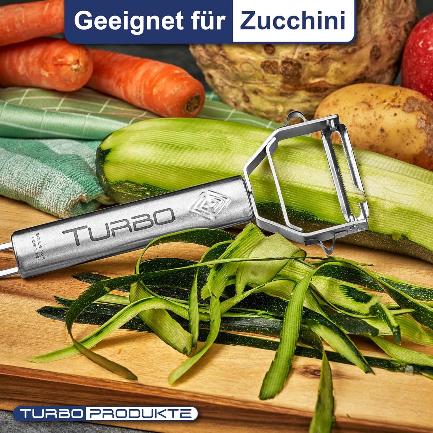 TURBO PRODUKTE - éplucheur inox 3en1 - lame pendulaire, ambidextre
