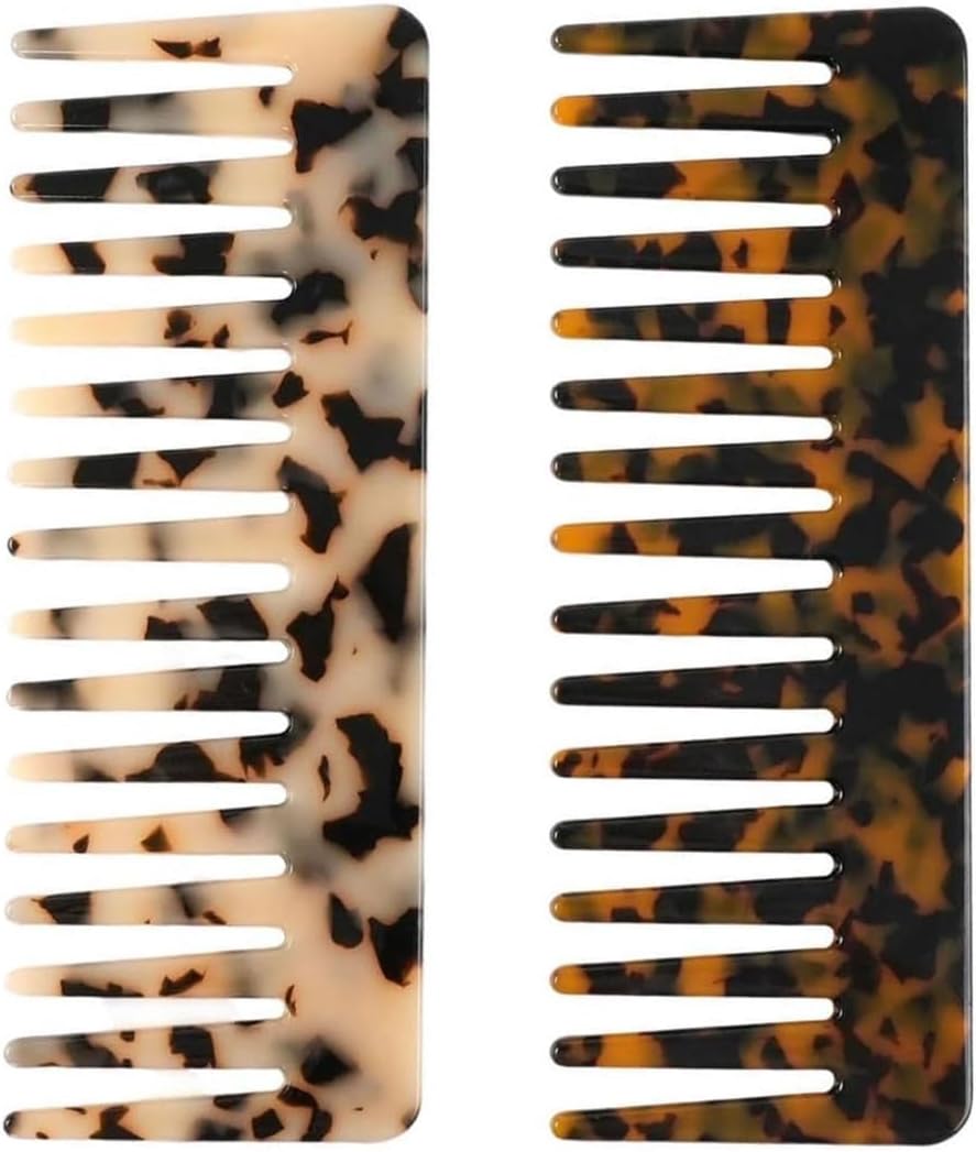 Peignes démêlants - lot de 2 - acétate, dents larges, cheveux épais