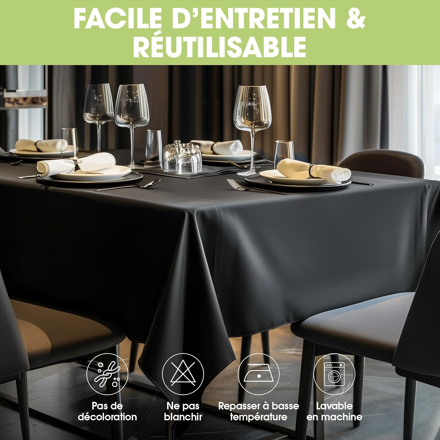 Pureegg - nappe rectangulaire lot de 2 - 140x240cm - polyester lavable