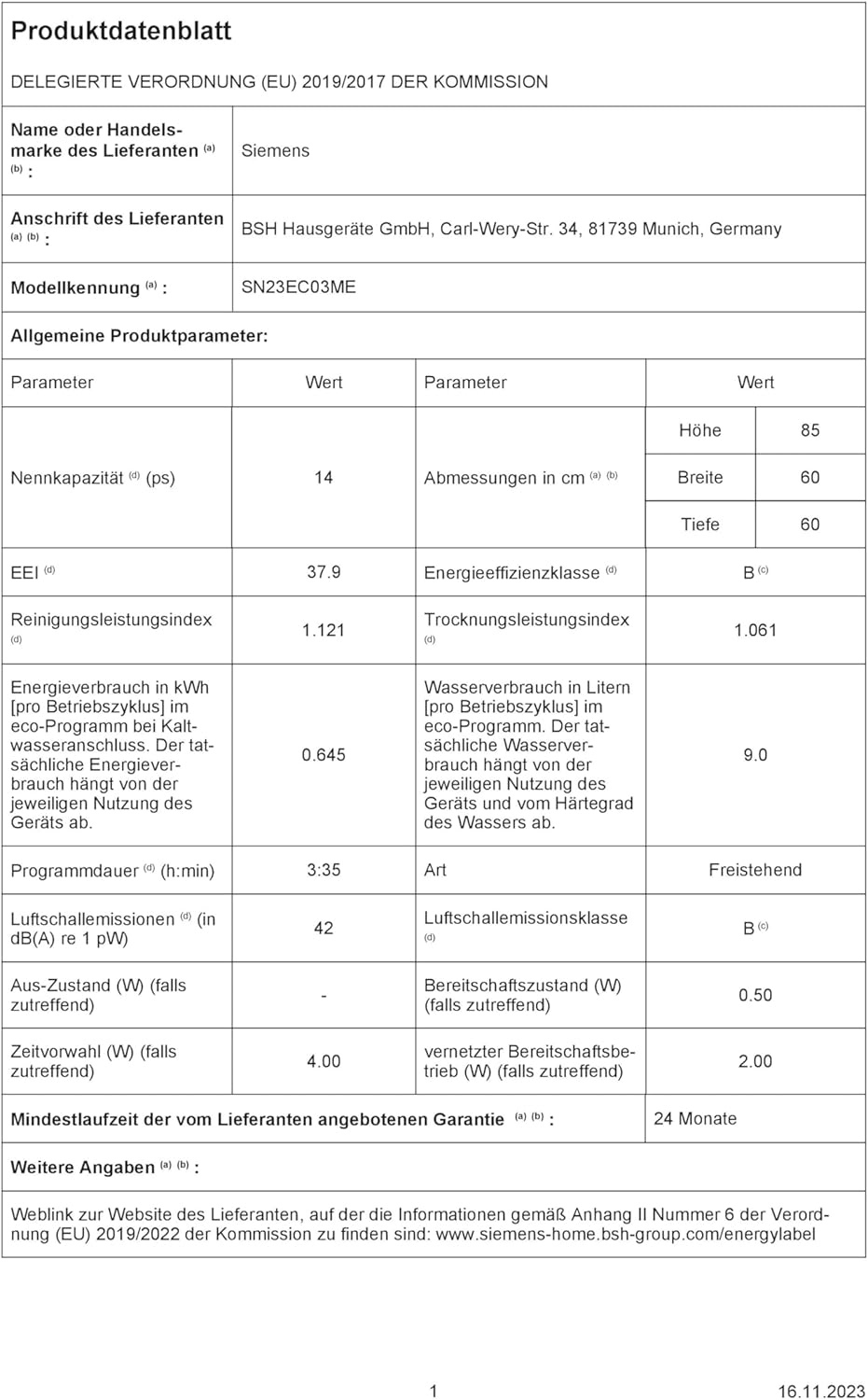 Siemens - SN23EC03ME iQ300 - lave-vaisselle 60cm - varioSpeed Plus, Black Steel