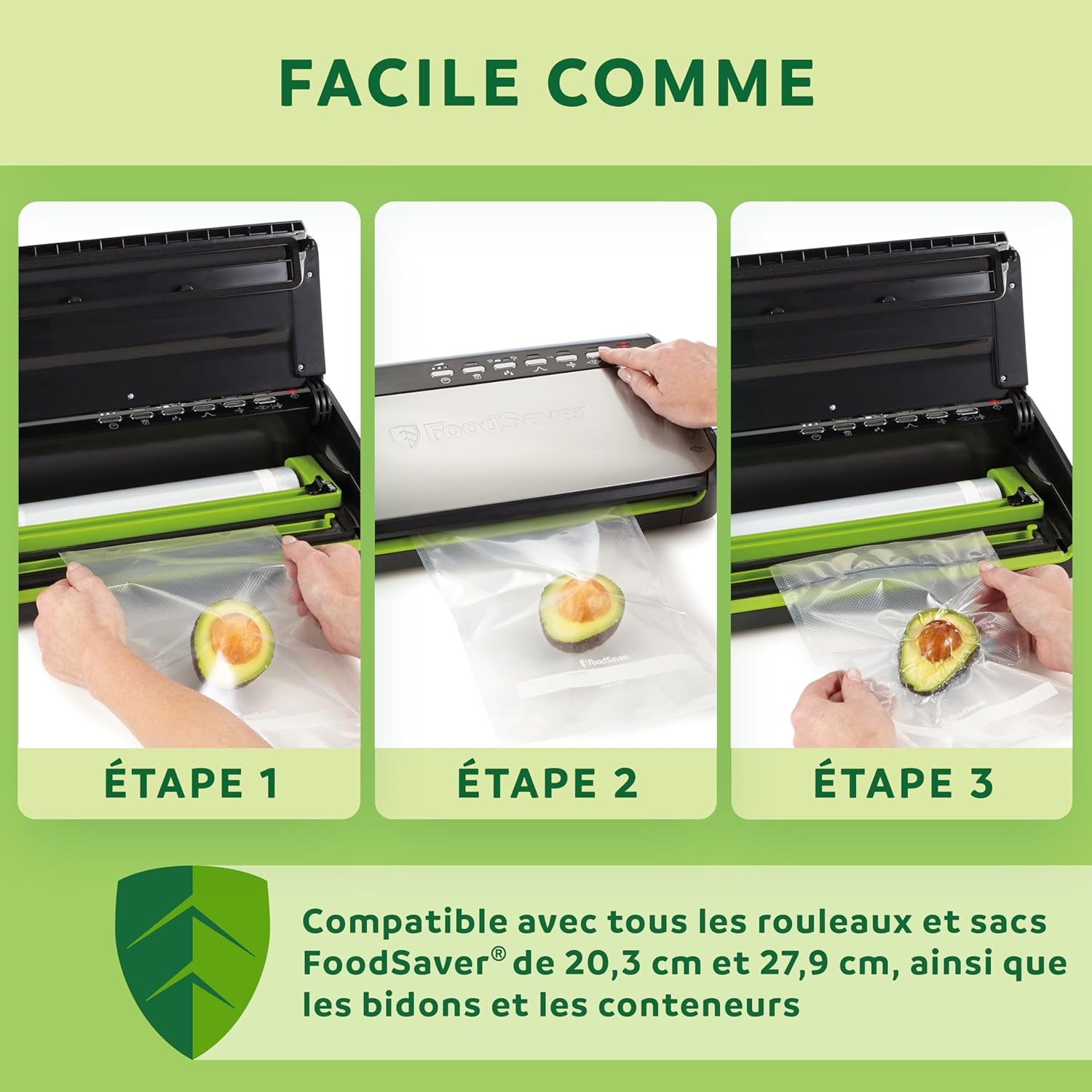 FoodSaver - machine sous vide série FFS005X - compacte - rangement rouleau, fonction pulse, accessoires inclus - FFS005X