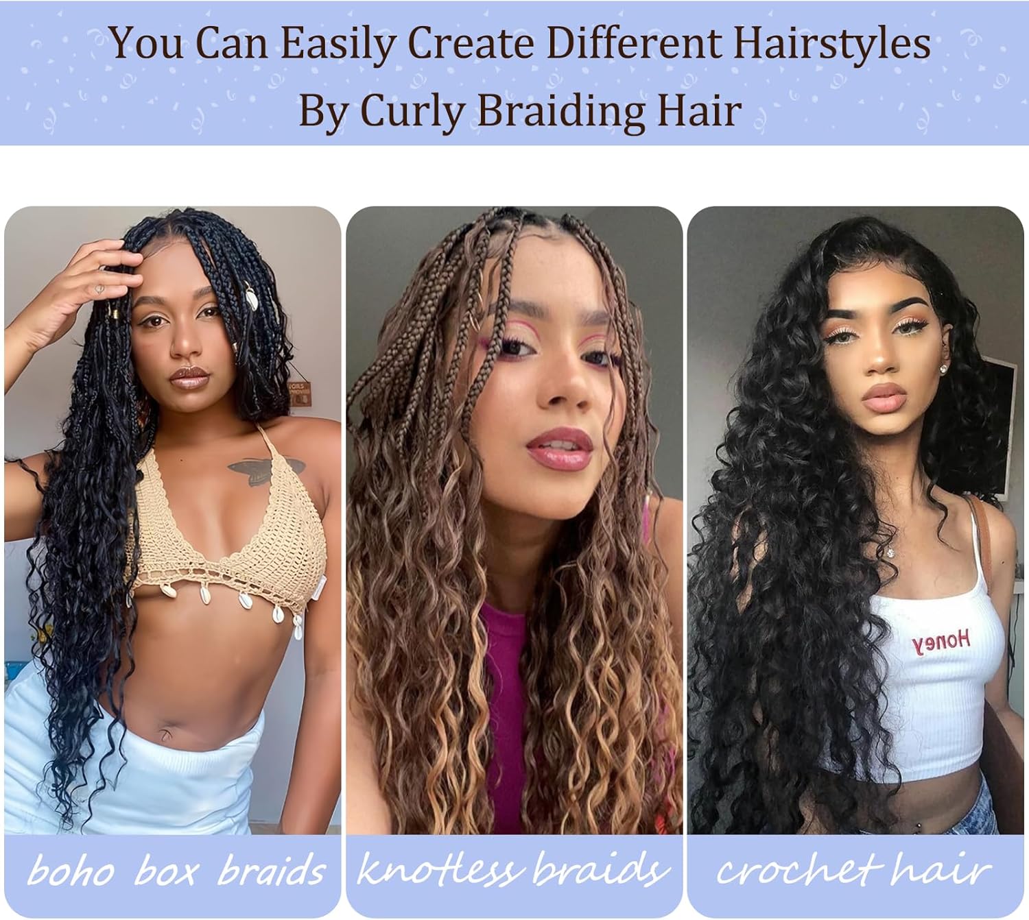 Extensions cheveux - Ocean Wave Deep Wave - 30 pouces - boucles synthétiques, pack de 3