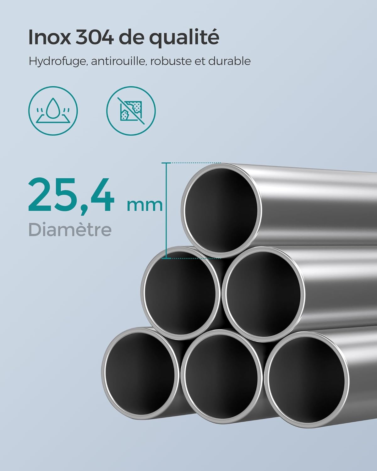 SONGMICS - étagère réglable salle de bain - 95-300 cm - inox, 4 niveaux, crochets, porte-serviettes, BCB002B01