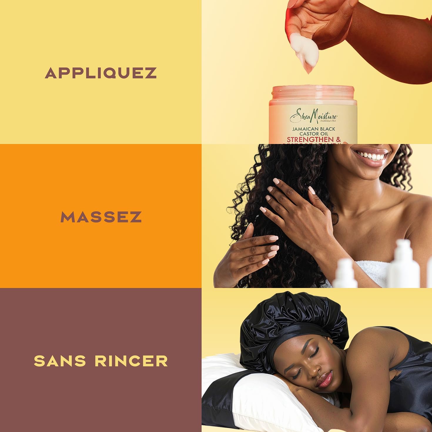 SheaMoisture - Set Huile Ricin Noir Jamaïque - 384/355/431 ml - Shampooing, masques et soins cheveux