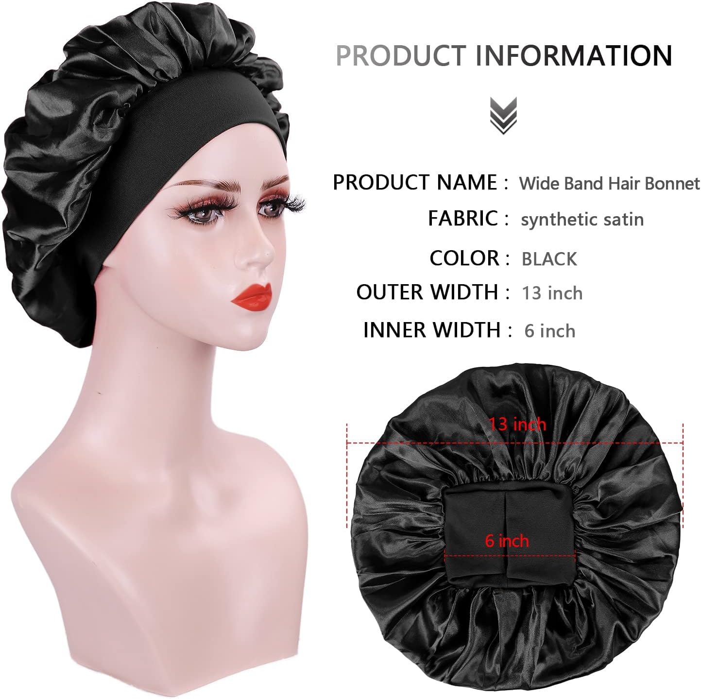 Bonnet de nuit femme - satin/soie - 2 pièces - protection cheveux