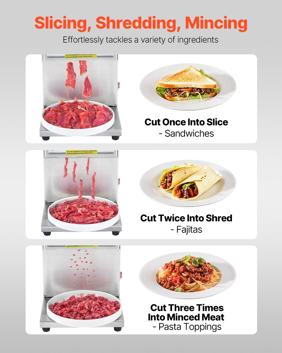 VEVOR - trancheuse commerciale 850W, 250kg/h, inox, lames 5mm