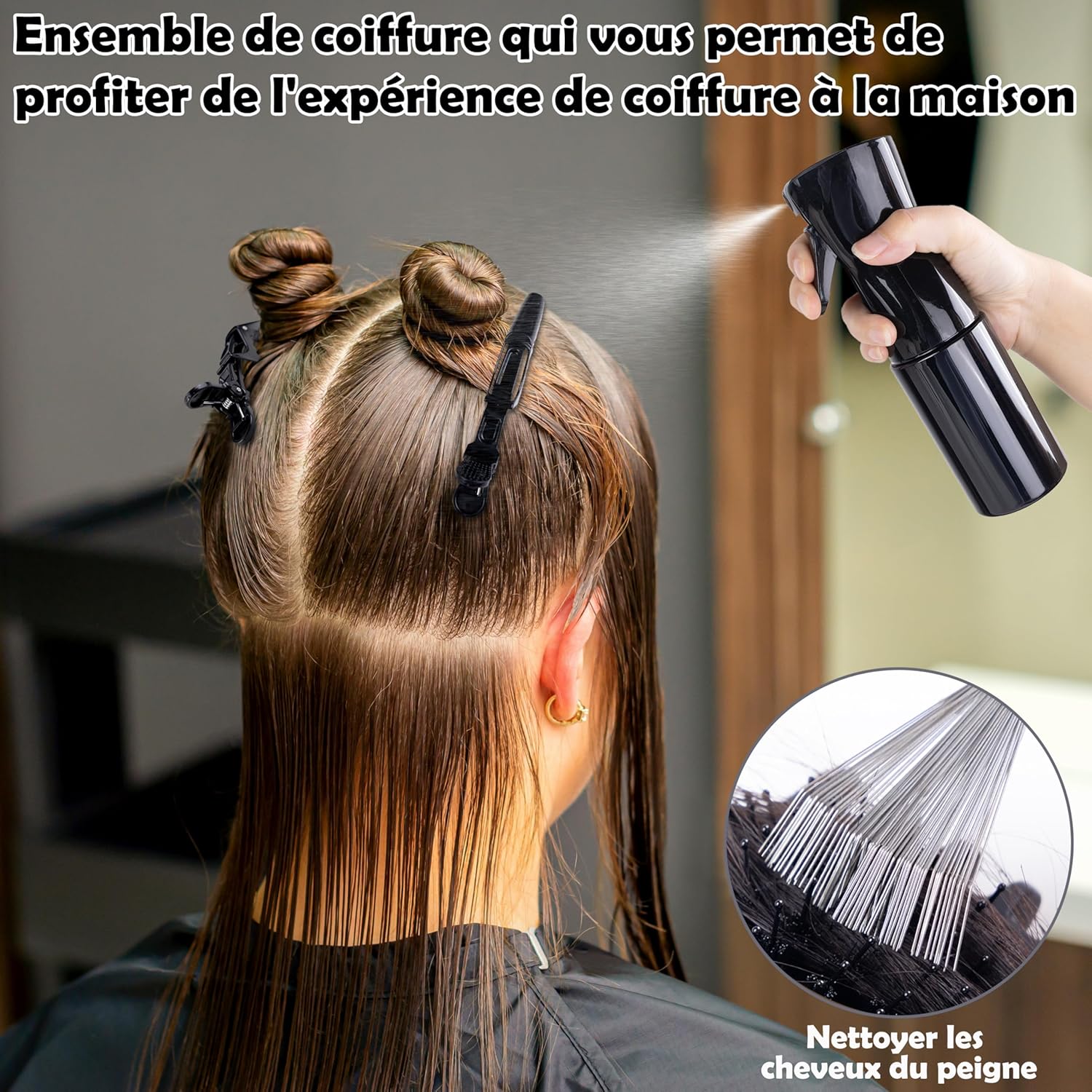 Kit Cheveux Bouclés - ensemble complet - brosse, bonnet satin, accessoires, anti-frisottis, sans chaleur