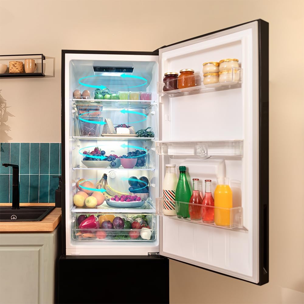 Cecotec - Bolero CoolMarket Combi 250 - 250L, No Frost, distributeur eau, porte réversible, LED, classe D, WD Black Glas