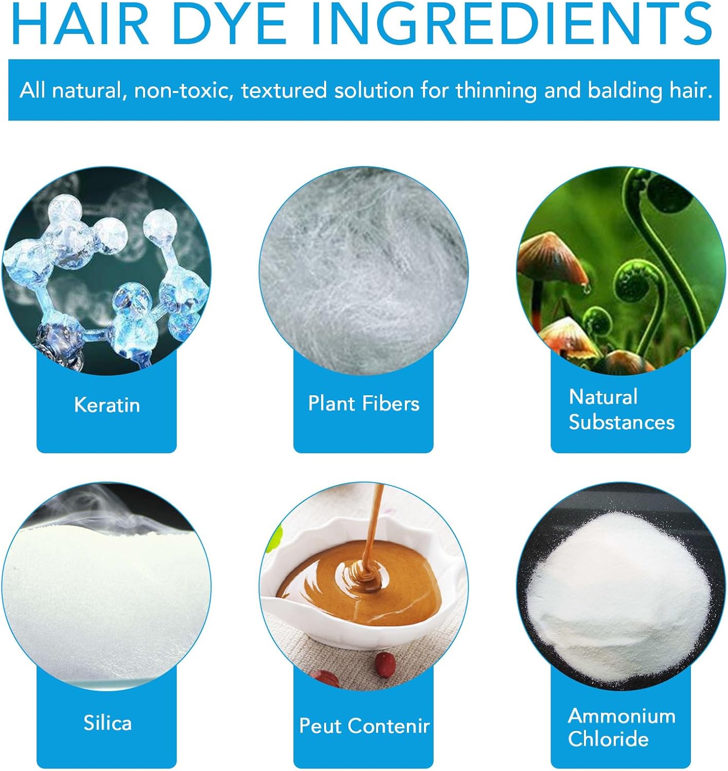 Fibres capillaires densifiantes - kératine - effet volumateur, pour hommes et femmes, brun moyen