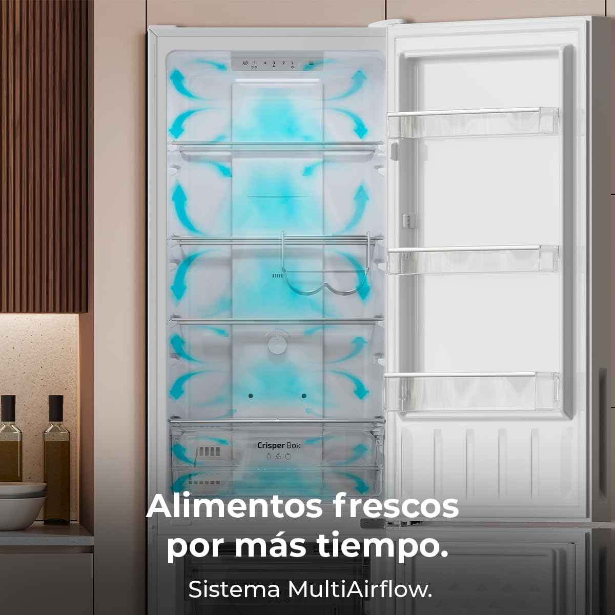 Cecotec - Bolero CoolMarket Combi 250 - 250L - No Frost, Multi Airflow, tiroir humidité, casier bouteilles, E