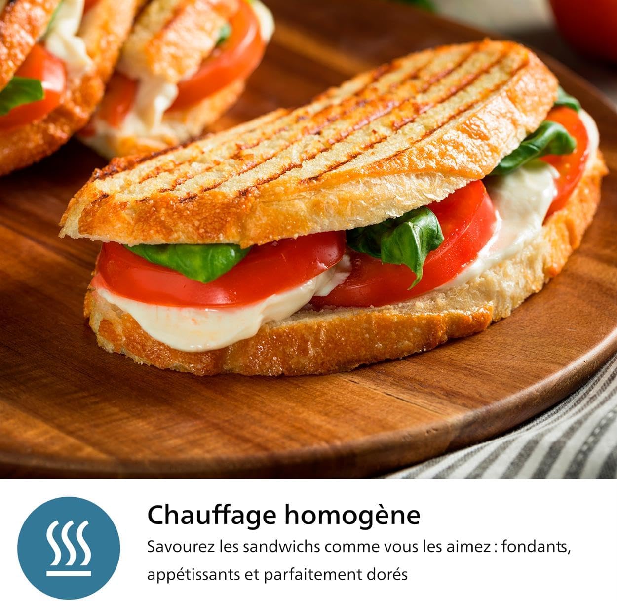 Philips - Série 5000 - plaques amovibles - sandwichs, paninis, gaufres - 750W - HD2350/80