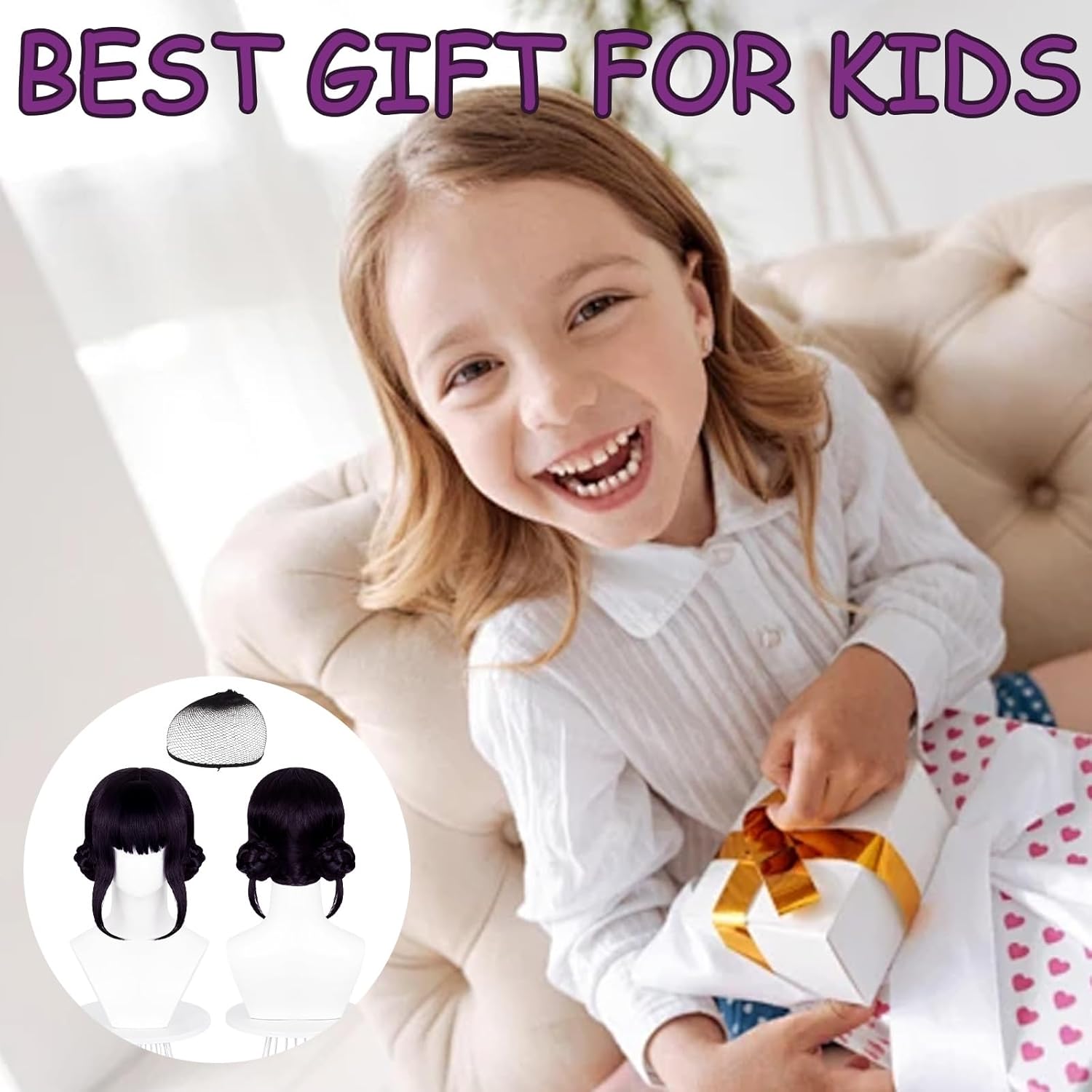 Perruque cosplay - longue tresse noir - résistante chaleur - fille