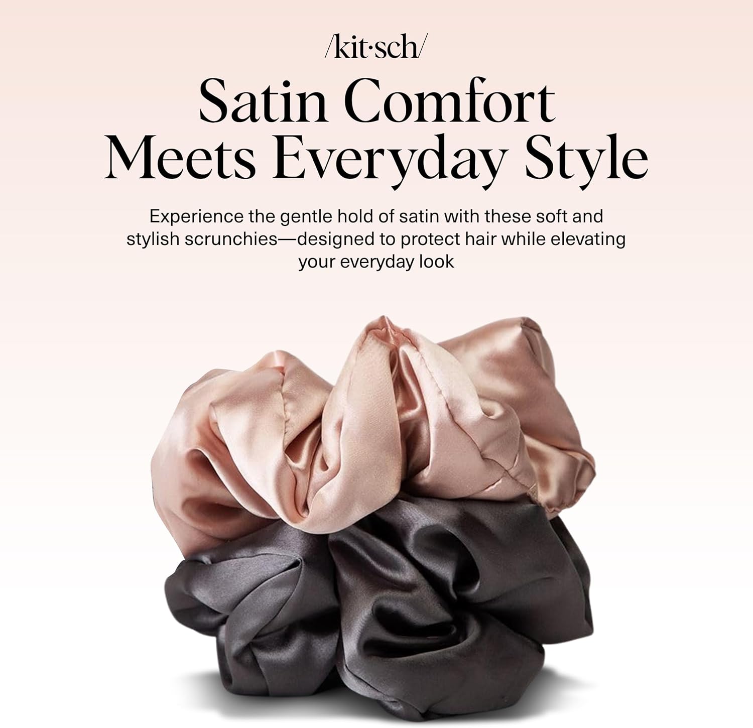 Accessoires cheveux satin - 2pcs - anti-frisottis, casse, nuit, blush/gris