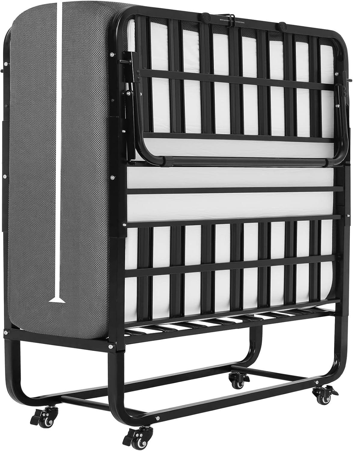 DICTAC - lit pliant adulte 90x200 cm, mousse mémoire, facile à assembler