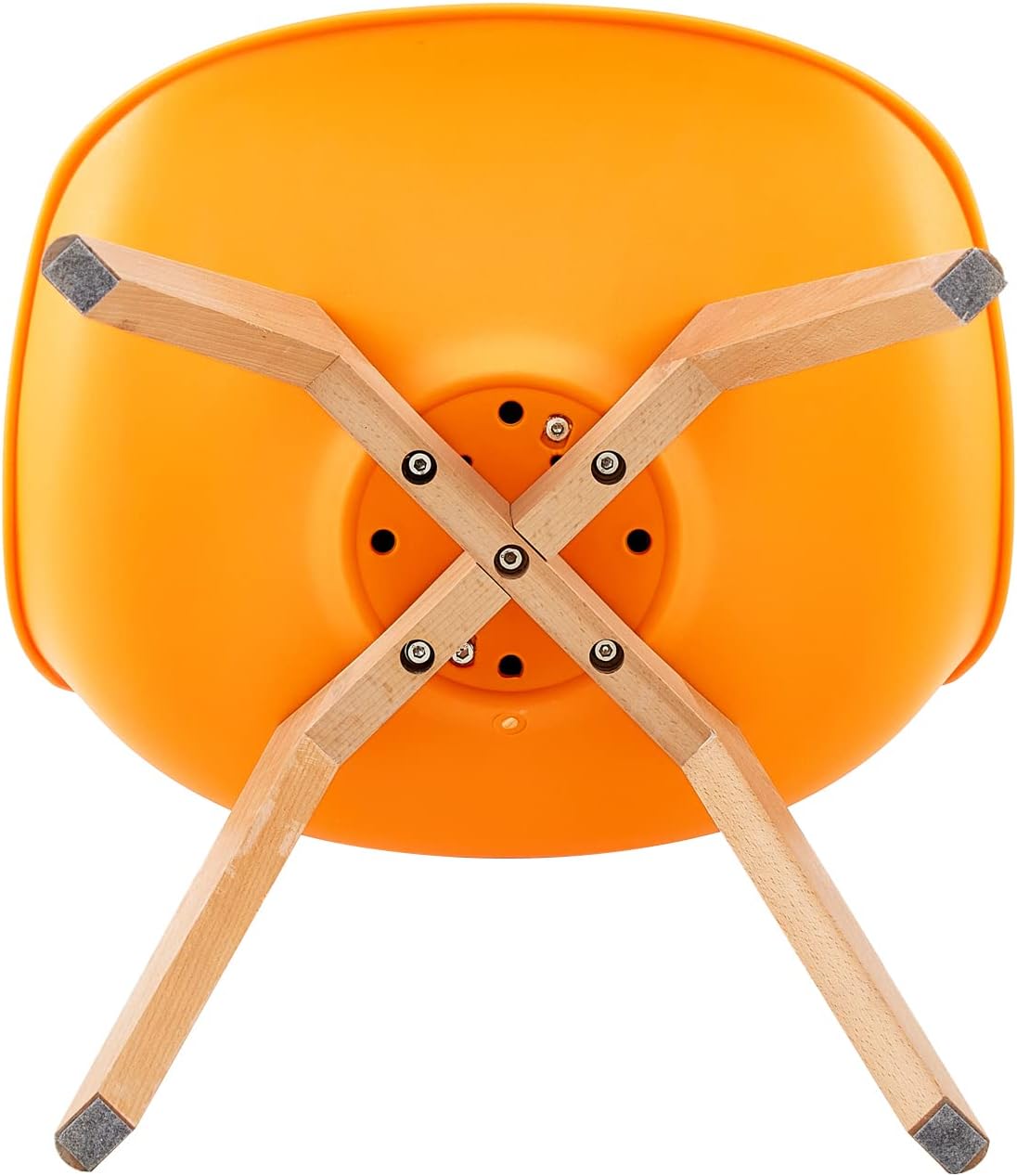 EGGREE - Lot de 4 chaises scandinaves - bois hêtre, rembourrées, orange