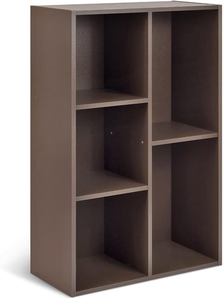 maxxi-dealz Basics - bibliothèque cubique 5 compartiments 23.5x49.5x80cm - marron expresso