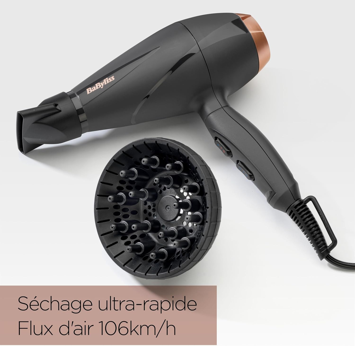 BaByliss - Sèche-cheveux Smooth Pro - 2100W, ionique, 3 températures, 2 vitesses, fabriqué en Italie - 6709DE