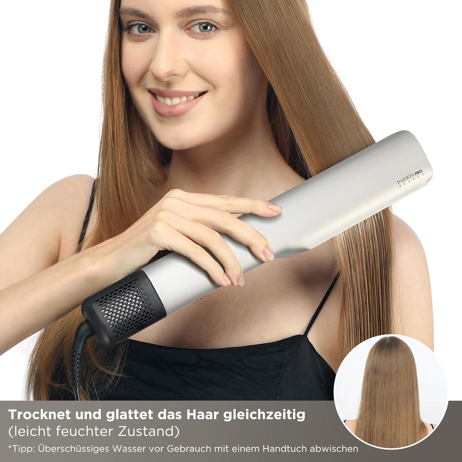 PARWIN PRO BEAUTY - lisseur à air ionique - 35-75cm - humide à sec, sans plaques, lissage sans chaleur