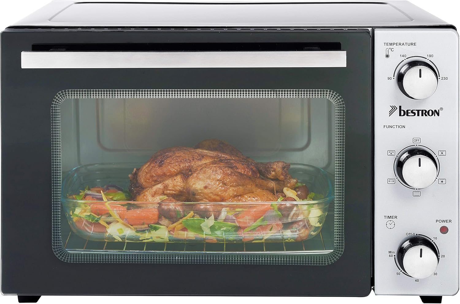 Bestron - four compact, 31L, broche rotative, pierre à pizza, 1500W