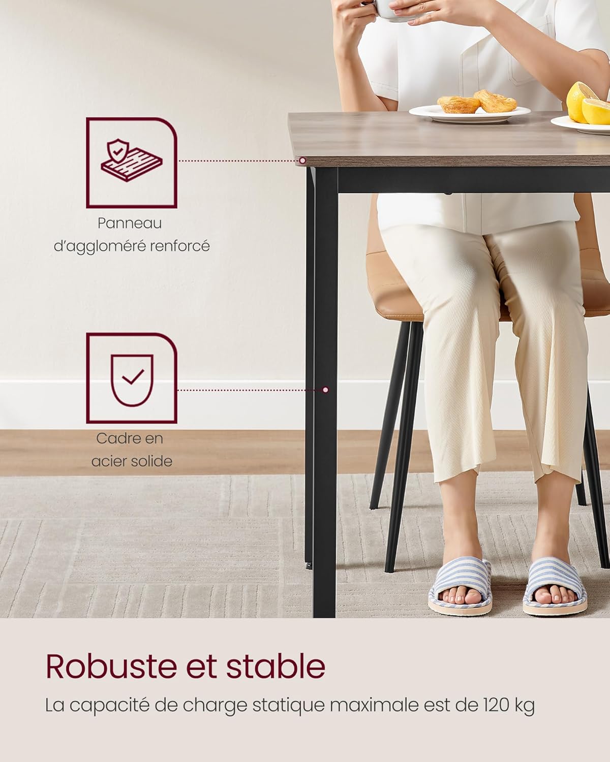 VASAGLE - Table de bar industrielle, 70x110x77 cm, 4 personnes, KDT081G01