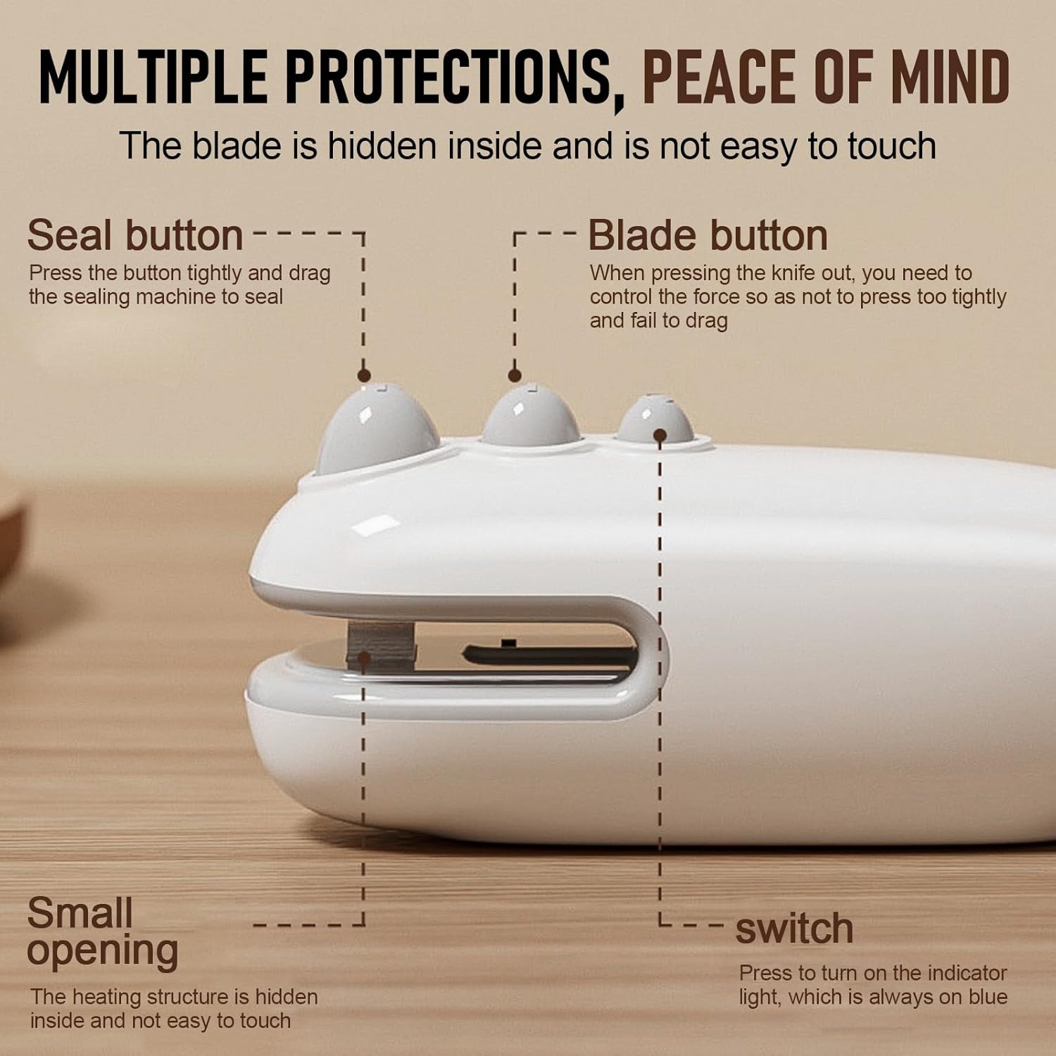 Mini scelleur portable rechargeable USB 2 en 1, compact et thermoscellant