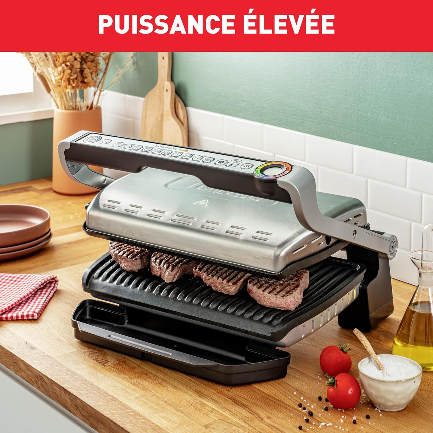 Tefal - Optigrill+ XL - format XL - 9 programmes, manuel, jusqu’à 8 pers - GC722D16