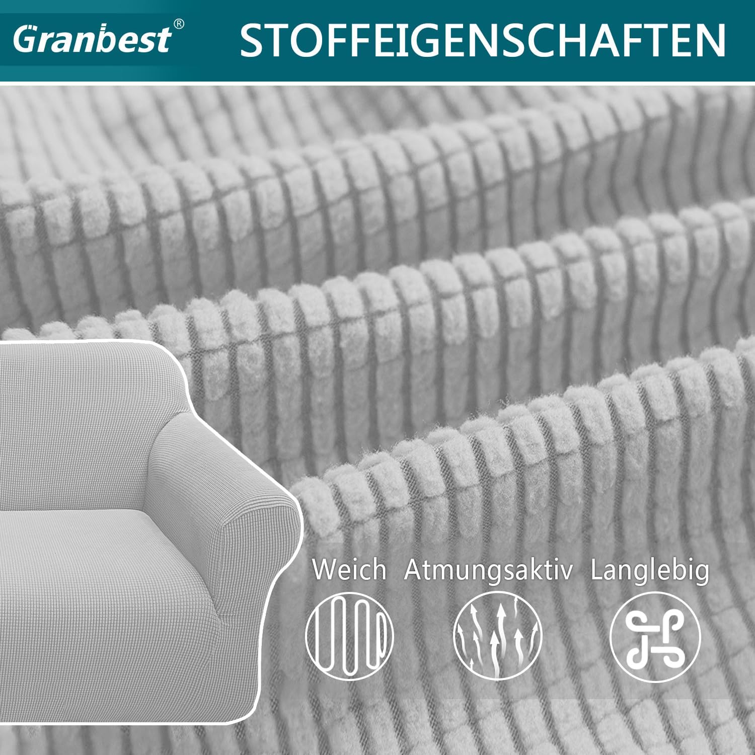 Granbest - housse de canapé jacquard 3 places - extensible, protection animaux