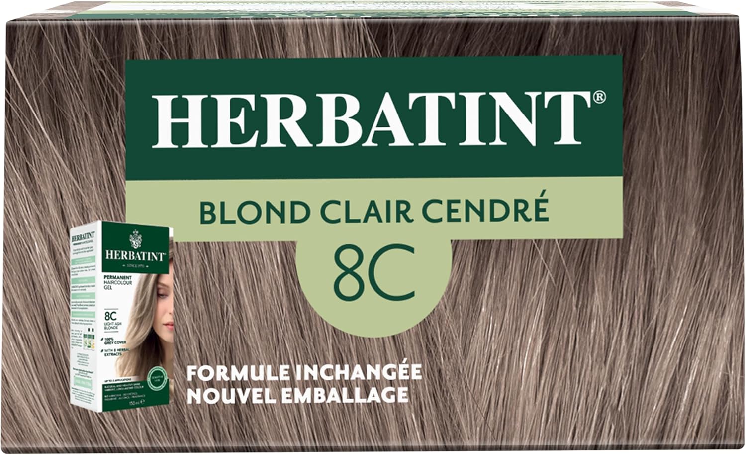Herbatint - Soin Colorant 8C - 170 ml - sans ammoniaque, couvre 100% des cheveux blancs