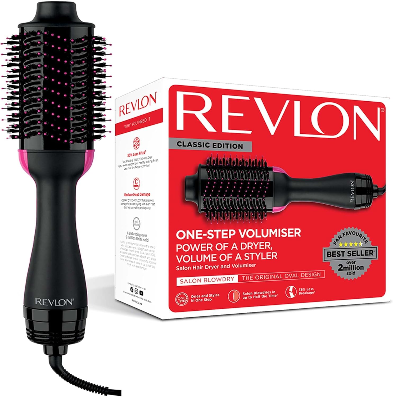 Revlon - Sèche-cheveux Salon One-Step - IONIQUE, CÉRAMIQUE, volume cheveux longs - RVDR5222