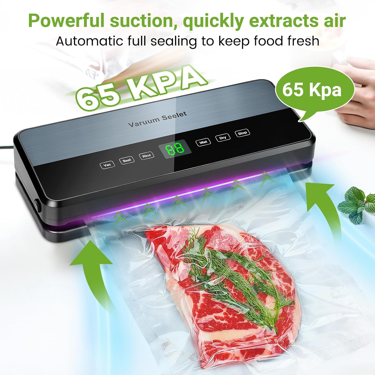 Machine Sous Vide Alimentaire - 6 en 1 - coupeur intégré, tuyau aspiration, sacs inclus