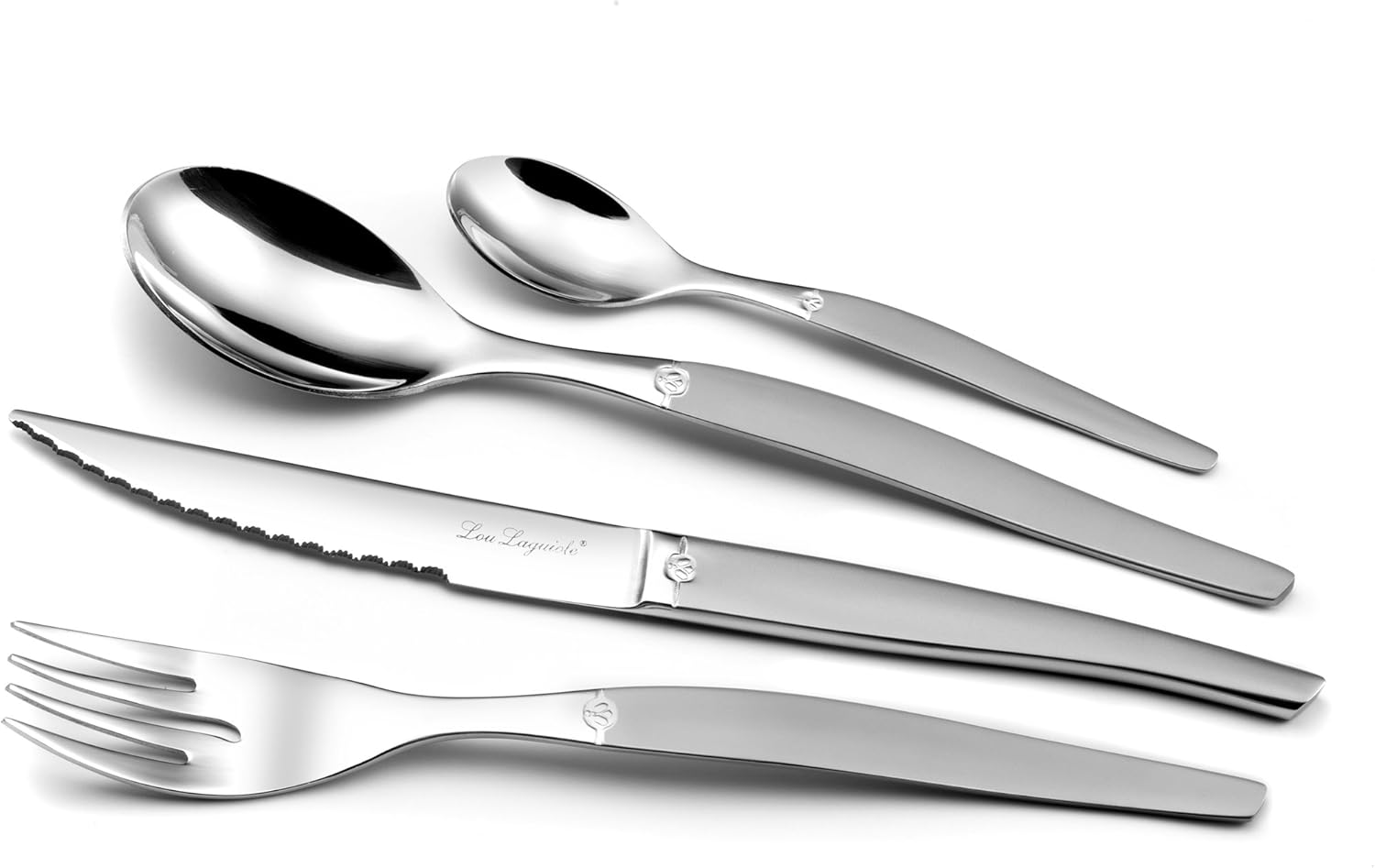 Lou Laguiole - Jet - 74 couverts pour 12 pers, inox 18/0, finition sablée