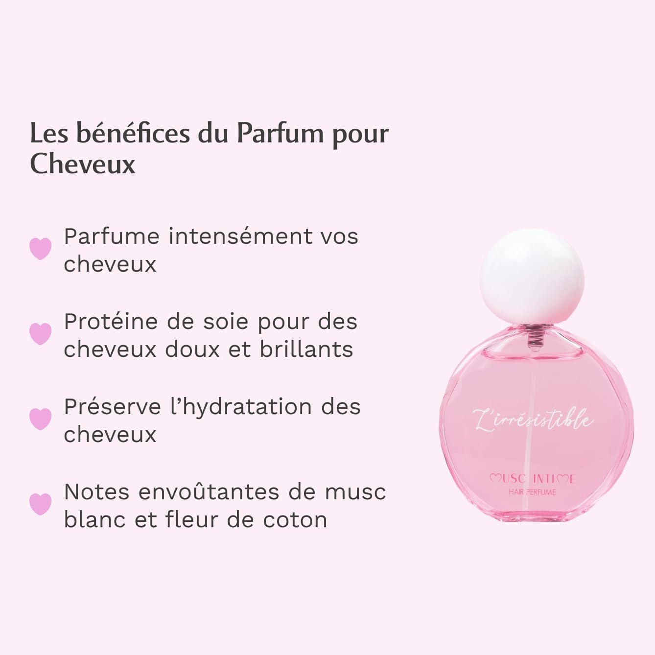 MUSC INTIME - Parfum Cheveux L'Irrésistible - 50ml - Hydrate et parfume toute la journée